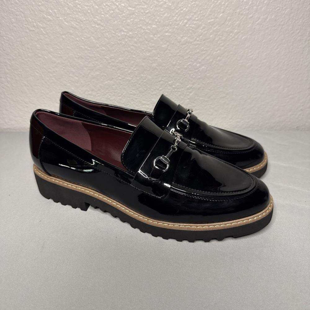 Franco Sarto Colette Loafers Black Sky 10W Horsebit Lug Sole Flat Shoe